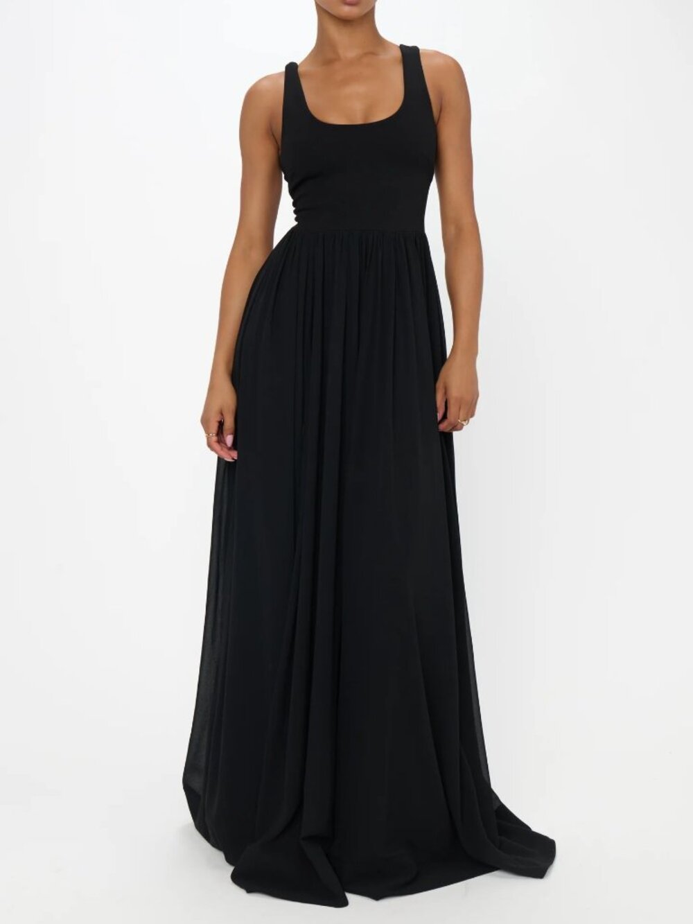 NWT Show Me Your Mumu Harper Maxi Dress Black Chiffon Double Lined Elegant XL